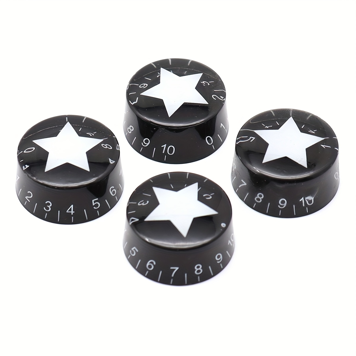 2/3/4pcs Acrylic Inlaid Star Guitar Knobs Bass Knobs Speed Control Knobs Black 18-spline Pots Cap Push-in Volume Tone Control Knobs