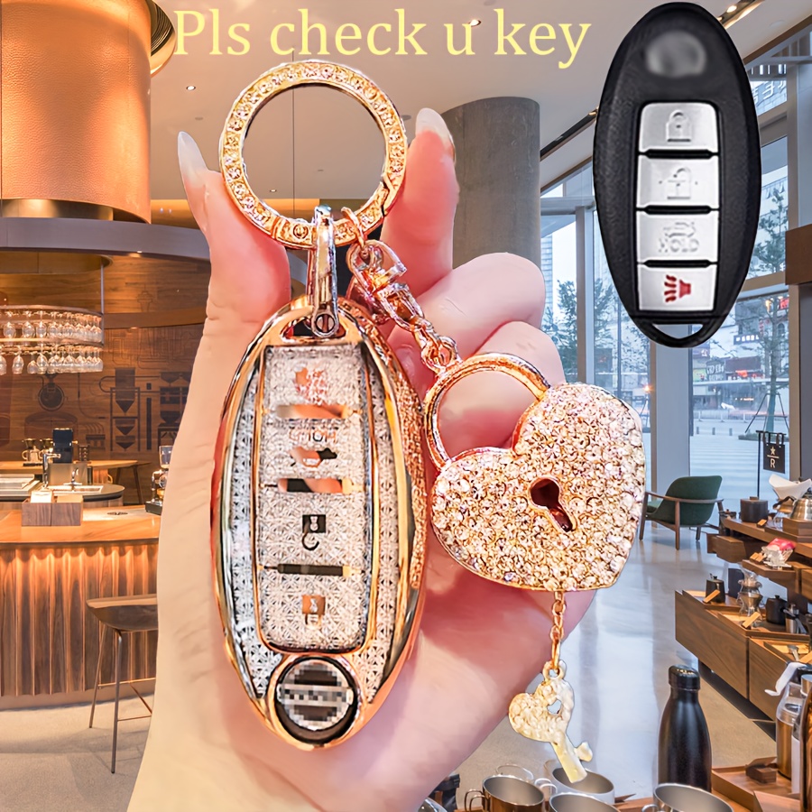 

1pc Luxury Tpu Key Fob Protector With Heart Lock And Keychain, 4-button Remote Control Holder For Altima, Maxima, , Pathfinder, Sentra, , For Infiniti - Soft Keychain Cover