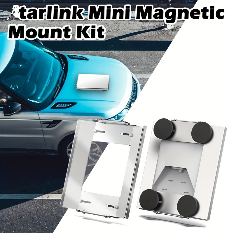 Support Magnétique Haute Puissance pour Starlink Mini (116,12 KG) Base en Alliage d'Aluminium, Couverture de  en PC Épais, Pas d'Obstruction de Signal pour Voiture, Camping-Car, Camion