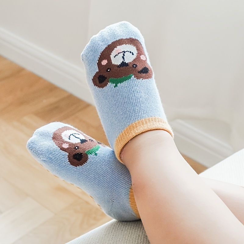 6 Pairs Baby Socks with Cute Cartoon Animal Patterns - Non-Slip Ankle Socks for Boys & Girls, Soft Breathable Fabric, Machine Washable, Spring/Fall Toddler Walking Socks for Indoor/Outdoor Play, Baby Socks, Playful Kids Footwear, Comfortable Kids Wear