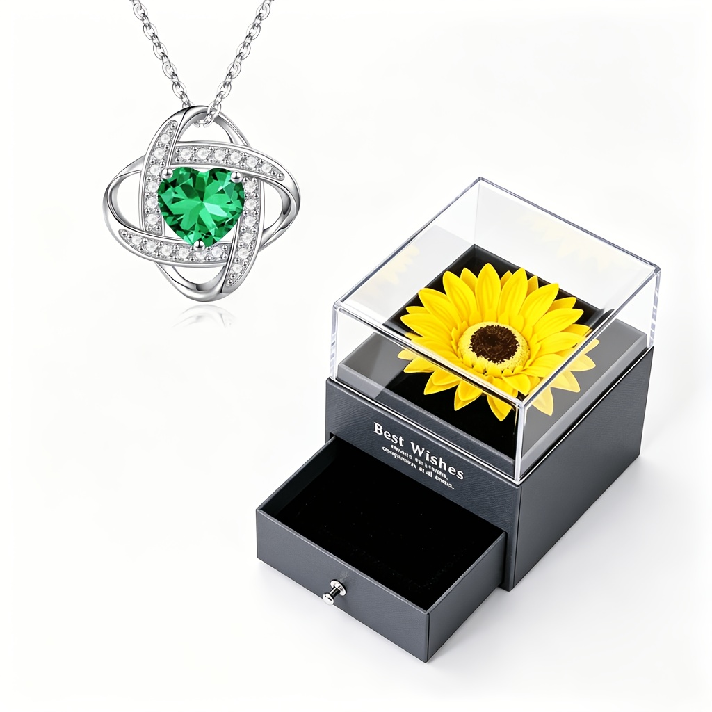 Heart Synthetic Zirconia Pendant Necklace with Gift Box