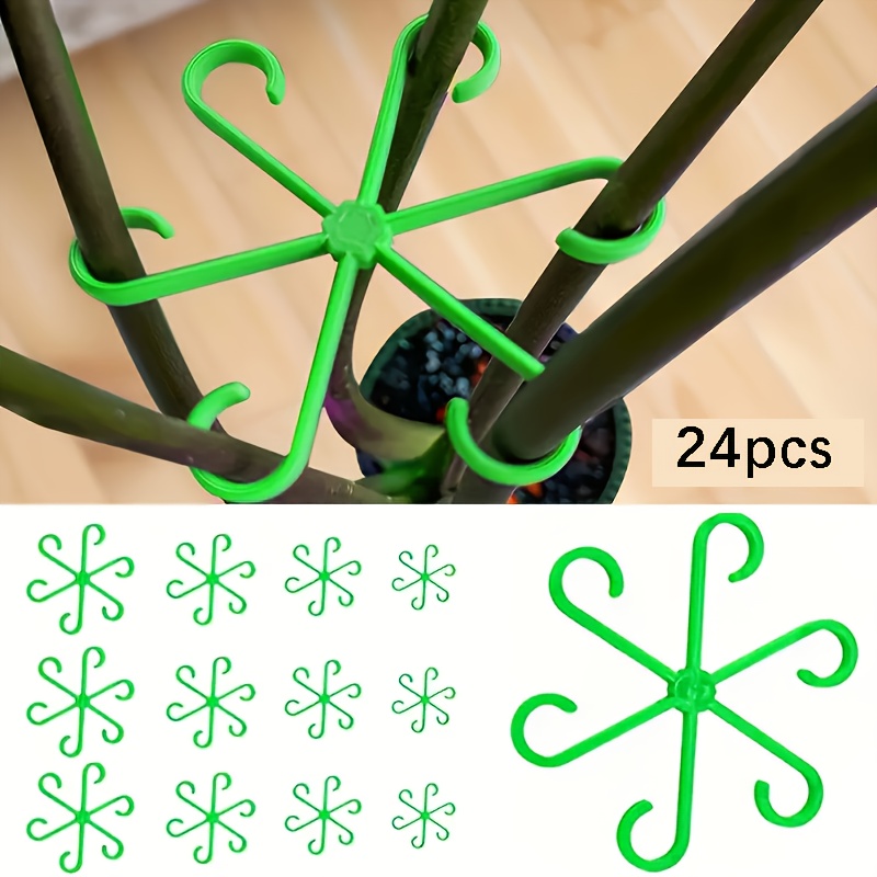 E-shop 24 Stück Pflanzen Anti-Kippen Stützstange, Grüner Pflanzen Fixierer, Blumen Hydroponik Faltbare Fixierungsrahmen, Pflanzen Stiel Sammelrahmen