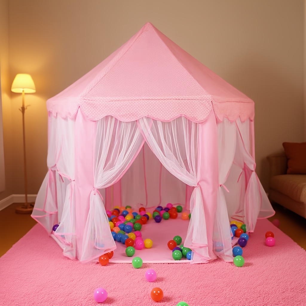 Roze zeshoekige prinsessentent