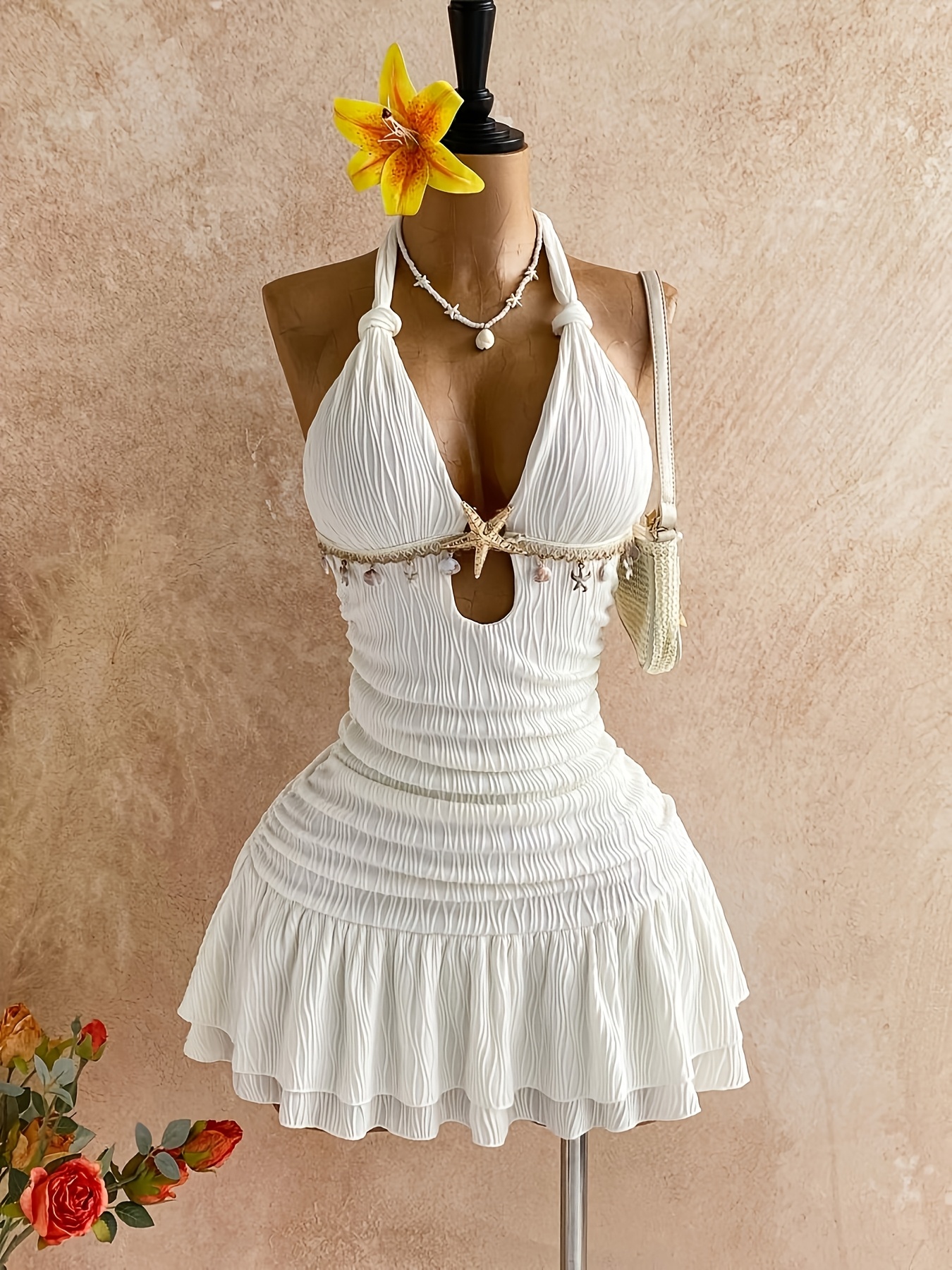 monique lhuillier grey wedding dress Black Short Dress | Mini Sequin Dress | Halter Neck Dress main image 1
