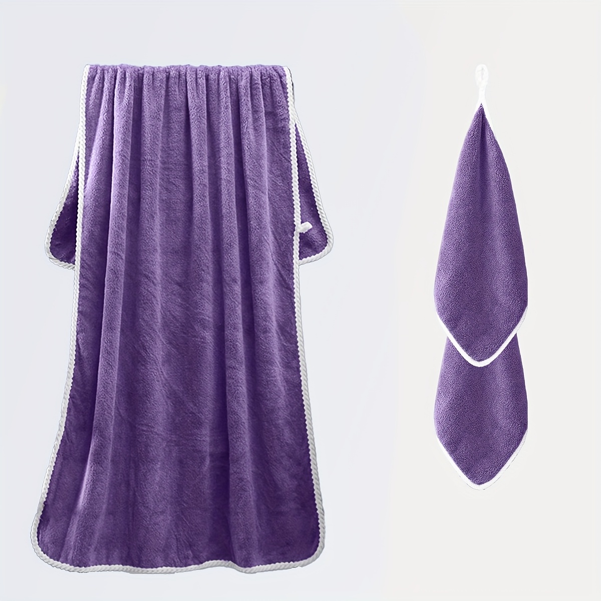 Image of Large Soft & Absorbent Bath Towel 34"x70" - 1 Large Towel & 2pcs Small Face Towels - Multipurpose Bath Sheet As Shawl/throw For , Assorted Colors