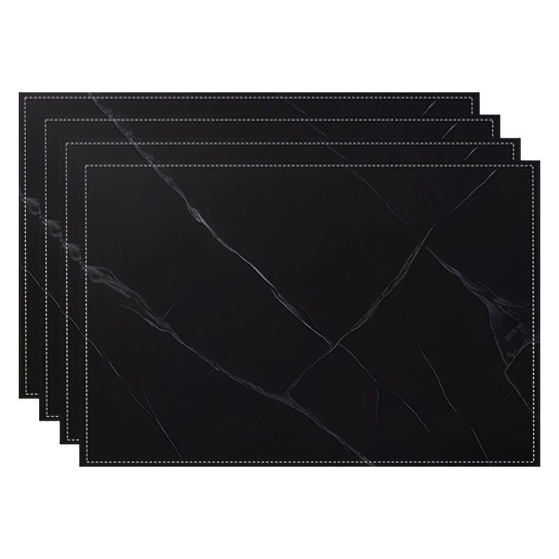 TEMU 4/6pcs, Wooden Material With Fashionable Black Marble Pattern, Festive Table Decoration, Suitable For Family Dining, Birthday Party Decor, And