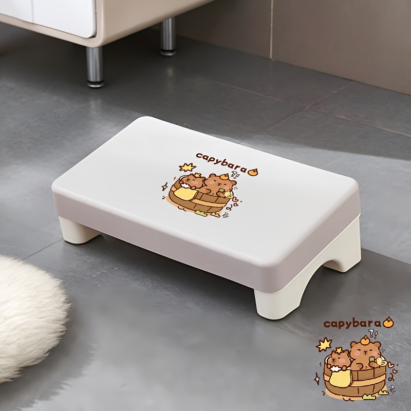 TEMU 1pc Cartoon Printed Office Design Footstool, Cute Capybara Brothers With And Star, Duck-shaped Footrest For Under Desk, Leg Rest And Shoe