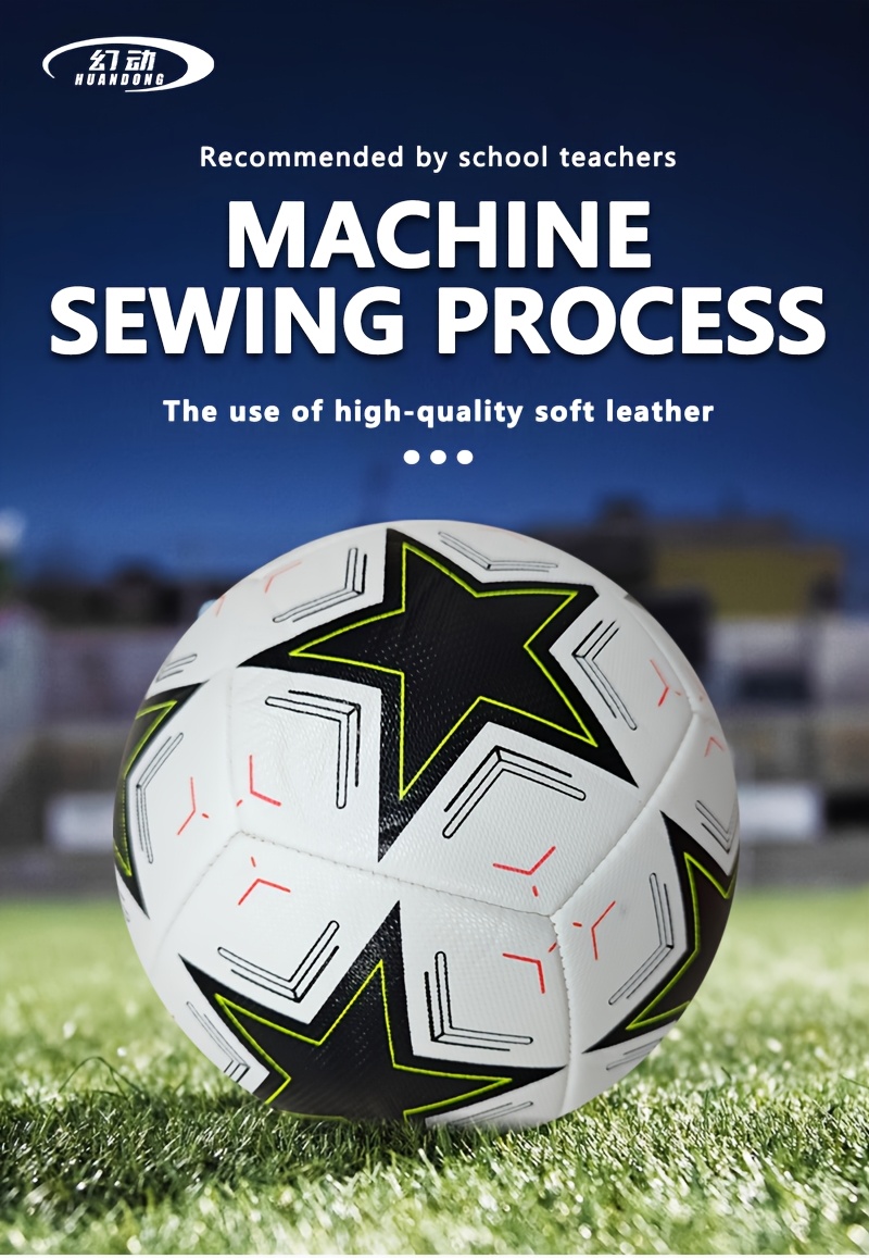1 Standaard Formaat 5 Machine Gestikte Voetbal | PU Materiaal, Sport Liga Buitenwedstrijd Voetbal Training Bal