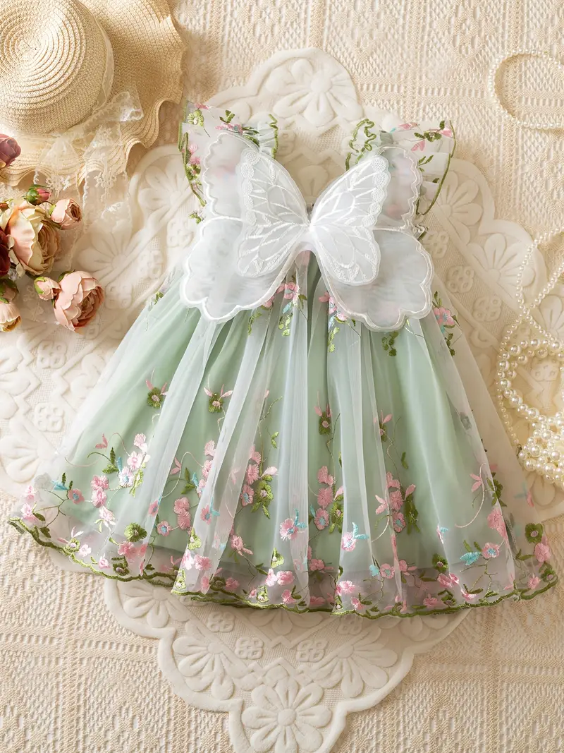 Girl's * Princess Dress with Floral Embroidery & Mesh Skirt - Summer Birthday Party Dress Suitable for Girls, Wedding Guest Outfits, Photo Shoot, Non-Stretch Dress for Clothing Girl's * Princess Dress with Floral Embroidery & Mesh Skirt - Summer Birthday Party Dress Suitable for Girls, Wedding Guest Outfits, Photo Shoot, Non-Stretch Dress for Clothing