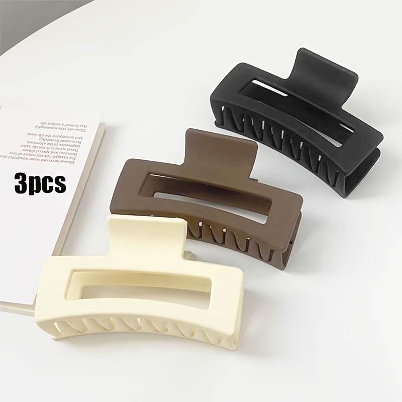 TEMU 3pcs Set Of Elegant Claw Clips For Women, Simple Large Hair Clips For Updos At The Back Of , Fashionable Shark Clip Hair Claws
