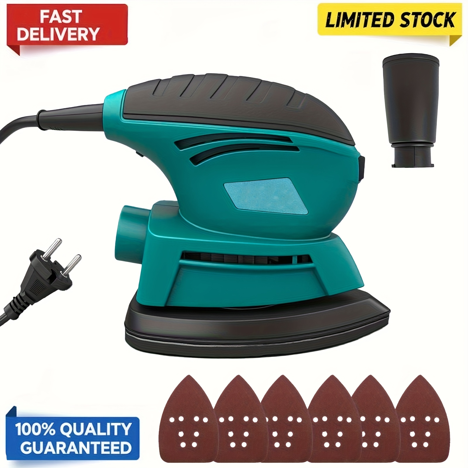 Wired Electric Mouse Sander, Detail Sander With 6pcs Sandpapers (80/120/240mm), Hand For Wood/ Metal/ Stone With Dust Collector, Compact Sanding Machine