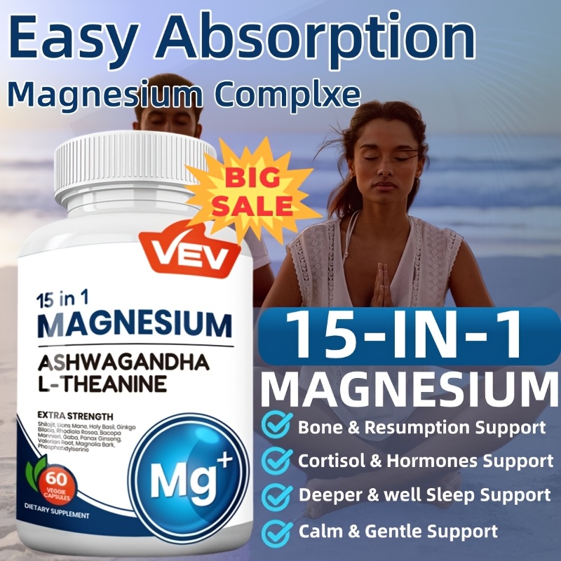 Stress Manager Capsules with Rhodiola, Ashwagandha & Magnesium for Mood, Sleep & Cortisol Balance, 60 Count