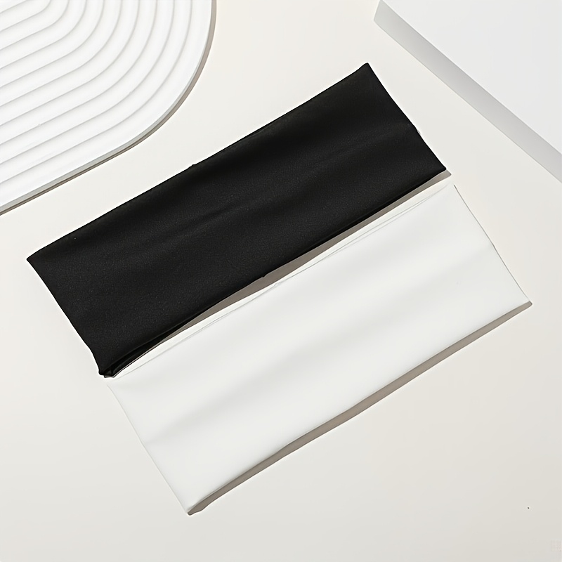 2pcs Set of Fashionable Solid Color Simple Women's Hairbands, Black and White Set, Lightweight and Breathable Headbands for Spring and Summer, Sweat-Absorbing Sports Hairbands, Unisex Headbands, Suitable for Sports, Outdoor Leisure