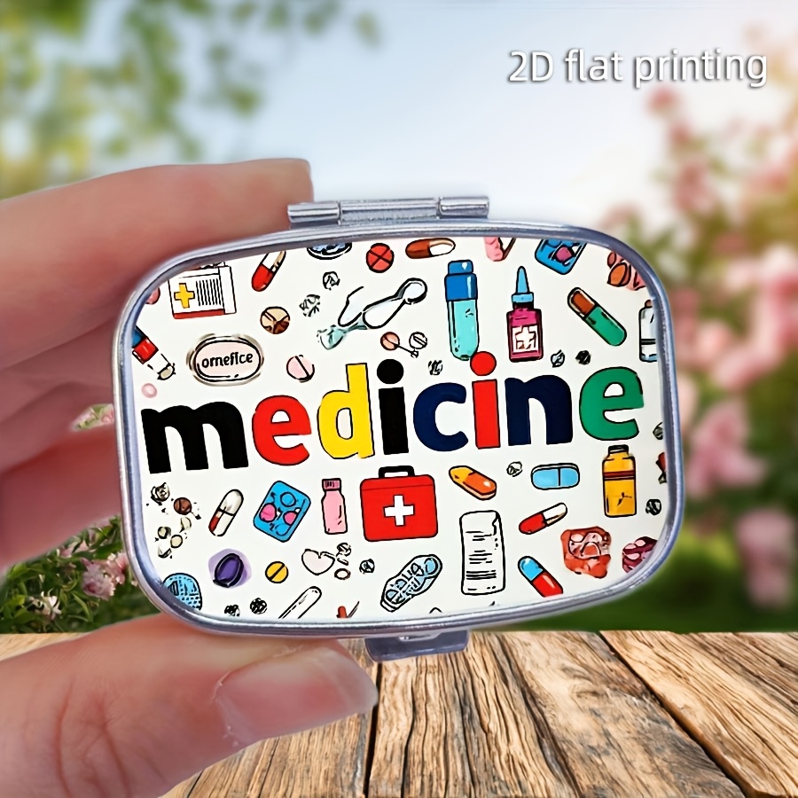 1pc Pill Box - 2-compartment Mini Portable Metal Case, Travel-friendly For Medicines, Vitamins, Additions - Vibrant , Pill Box For Purse