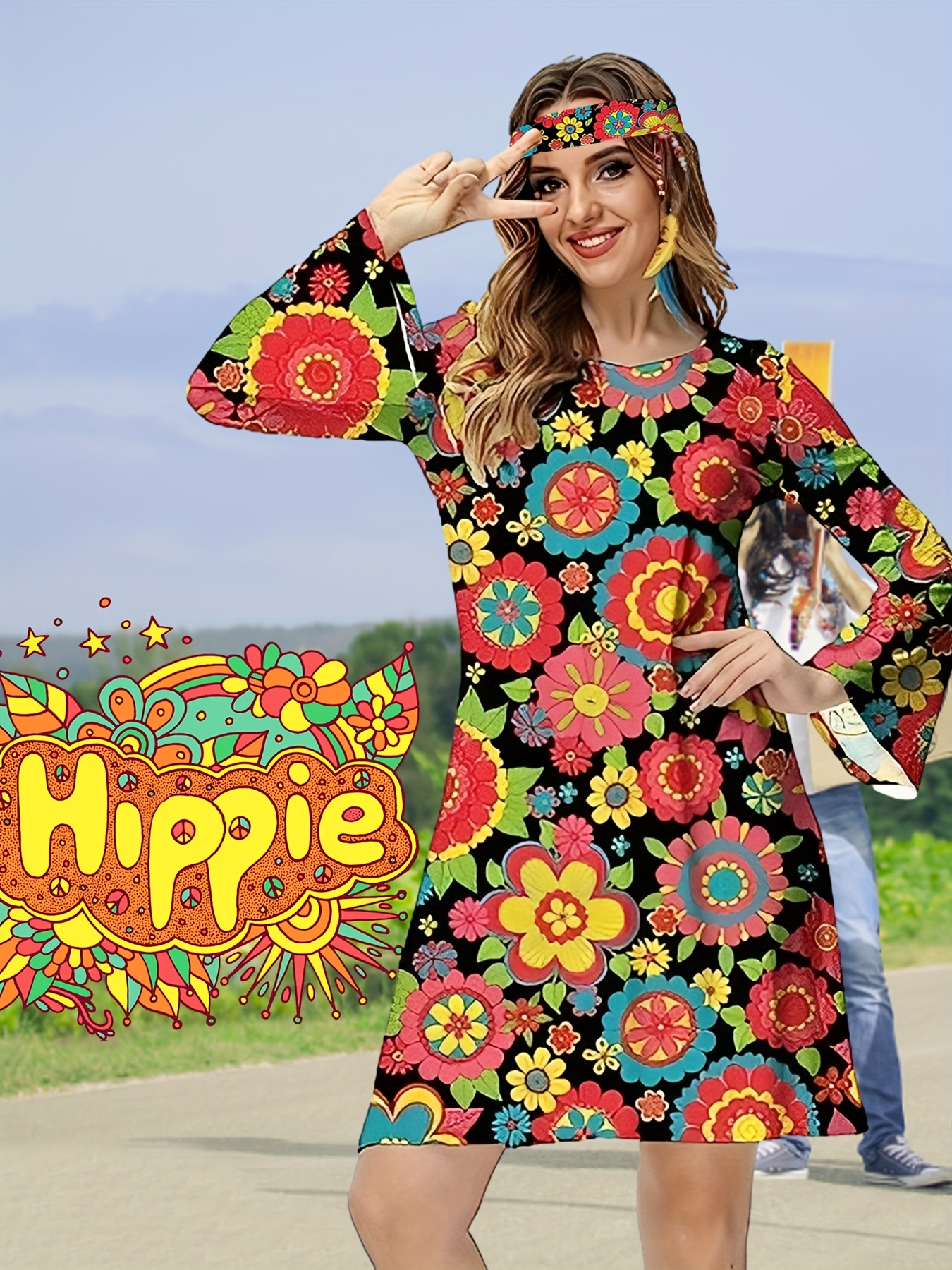 Floral 60s Outfits For Ladies Hippie Costume Women's Outfit 60' 's