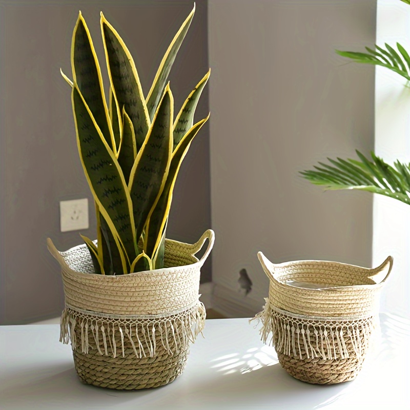 1pc boho chic woven plant baskets 6 3in decorative living - Temu
