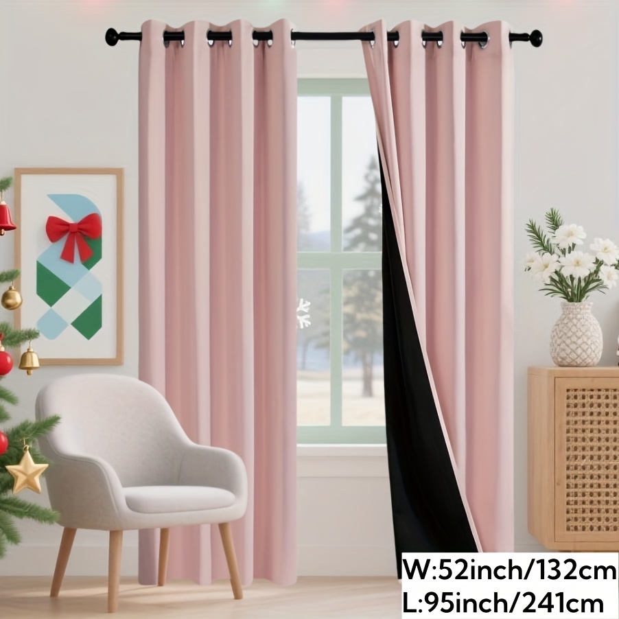 TEMU Due pannelli di tende oscuranti completamente opache progettate per uso interno, con in poliestere a realizzata in materiale . dotate di un