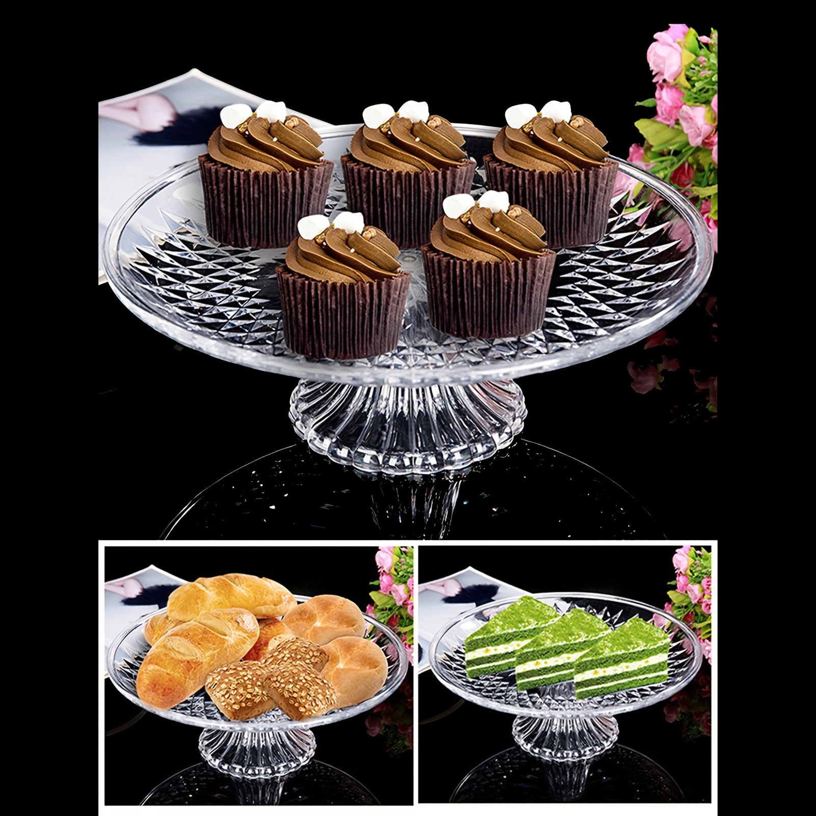 

1 Pc Round Cake Stand Serving Tray Food Grade Safe Serving Plates For Birthday Parties Weddings Baby Shower