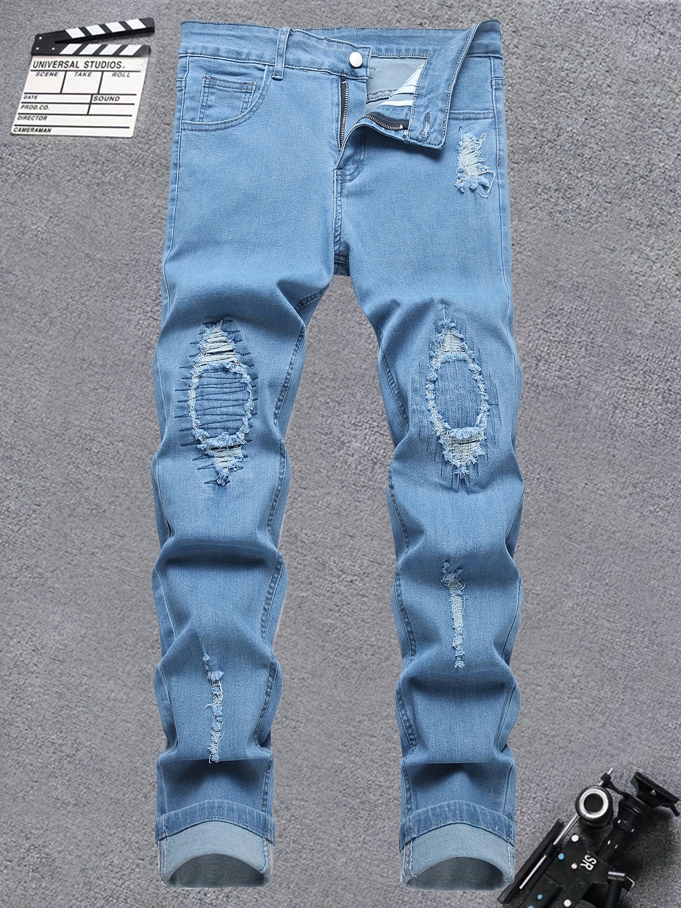 ripped loose jeans men sold on Temu United States