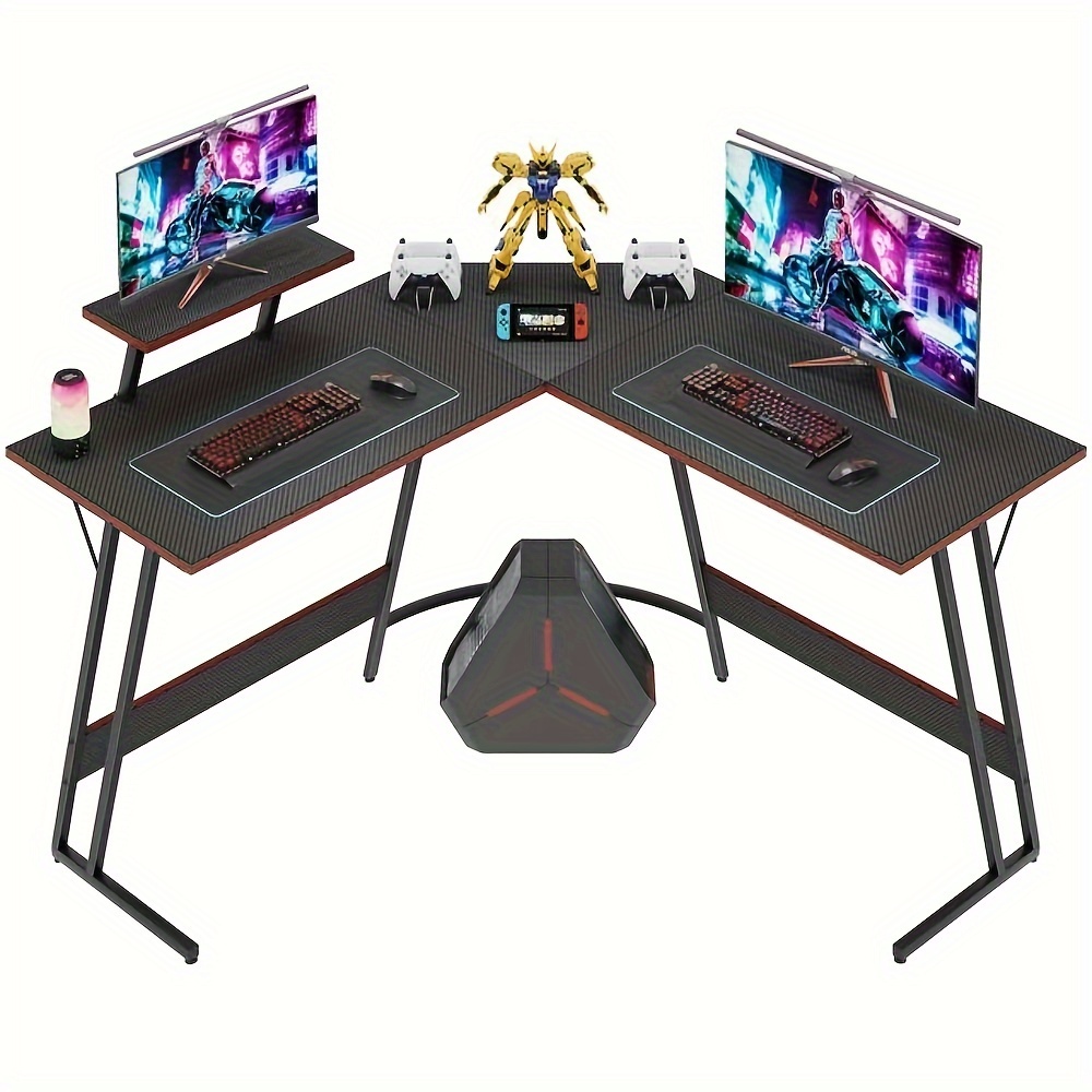 

L-shaped Gaming Desk Desk With Removable Monitor Riser