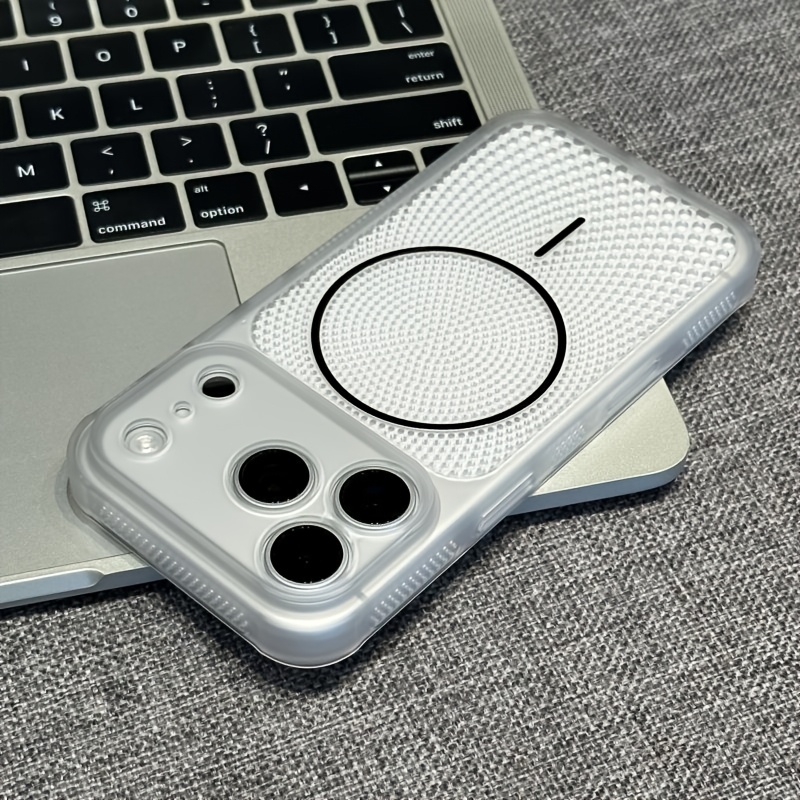 TEMU Phone Case: Phone Case - 1pc Honeycomb Mesh Heat Dissipation Magnetic Pc Hard Shell Drop-proof Protective Case, Suitable For Iphone