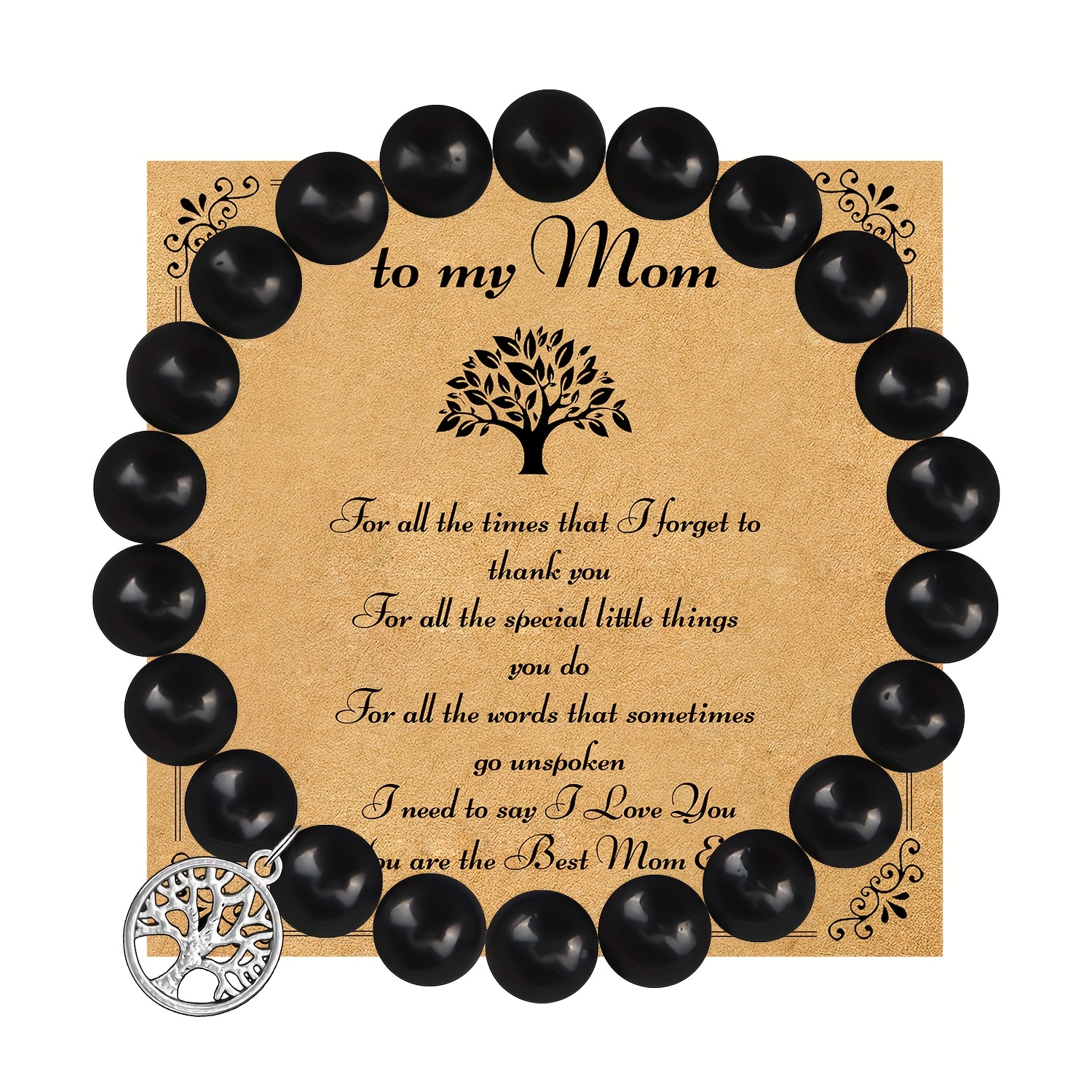 TEMU 1pc Valentine's Day Romantic Gift/birthday Gift/mother's Day Gift, Elegant Tree Of Life Pendant Bracelet & Card Gifts For Mom, Birthday Gift For