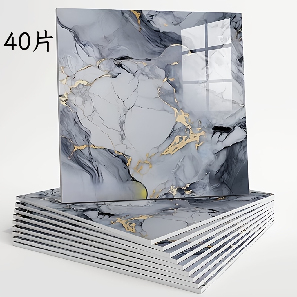 Multi-piece Set - 40pcs Pieces High-quality Luxury Tile Effect Self-adhesive Stickers- Waterproof And Wall Stickers, Suitable For Kitchen And Bathroom, Diy Combination Assembly, No Residue