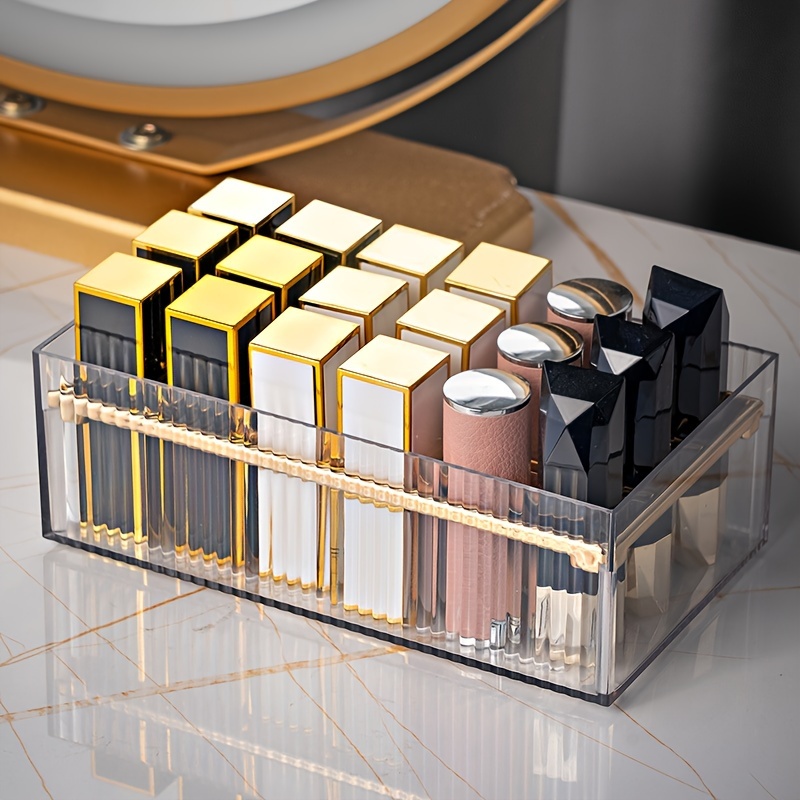 

1pc 18 Grids Lipstick Case, Makeup Cosmetic Organizer, Multifunctional Desktop Transparent Storage Box, Vanity Decor