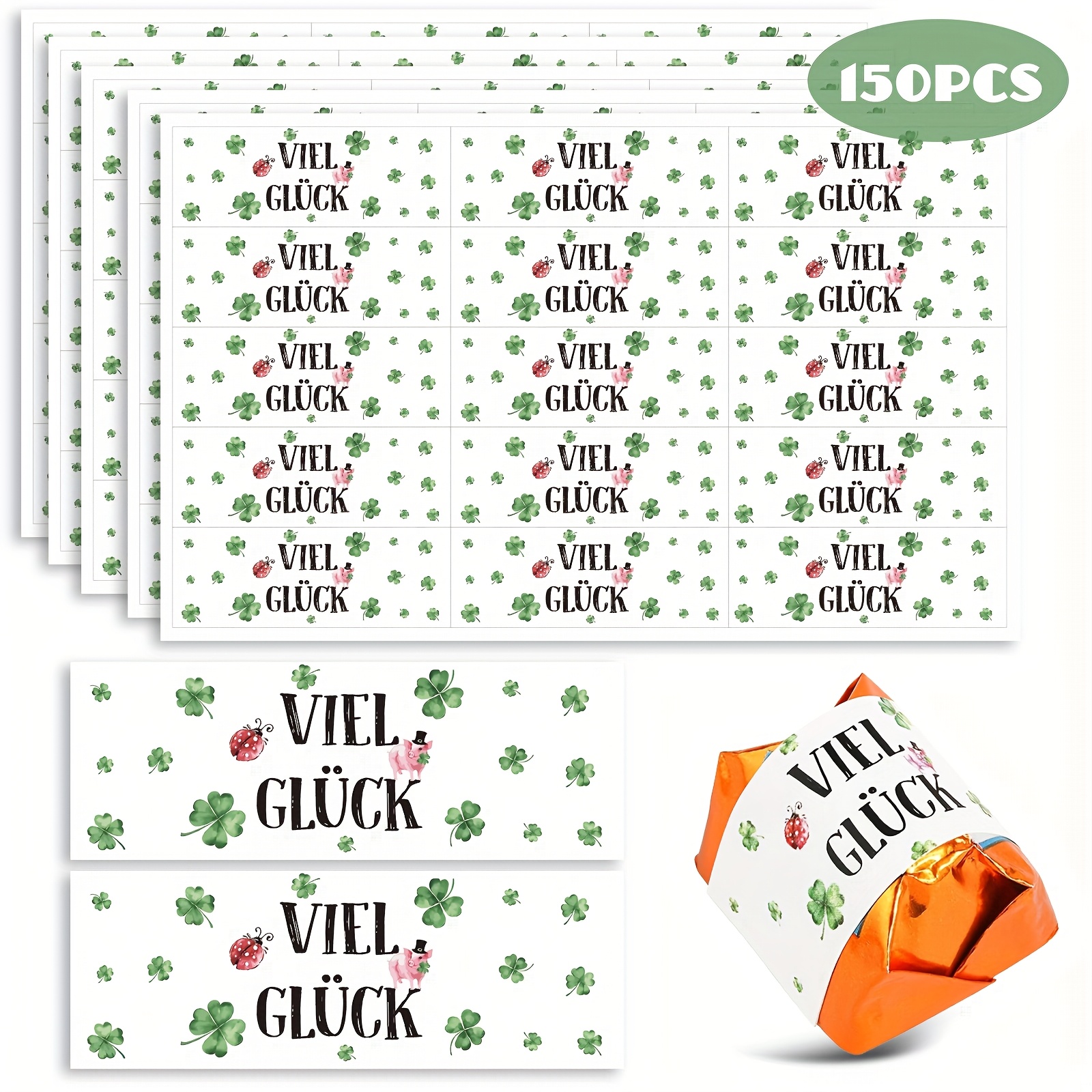 TEMU 150 Sticker Chocolate Sticker Talisman Exam Graduation Gift Chocolate Sticker Bachelor's And Master's Abi Exam New Year's Eve Christmas Clover