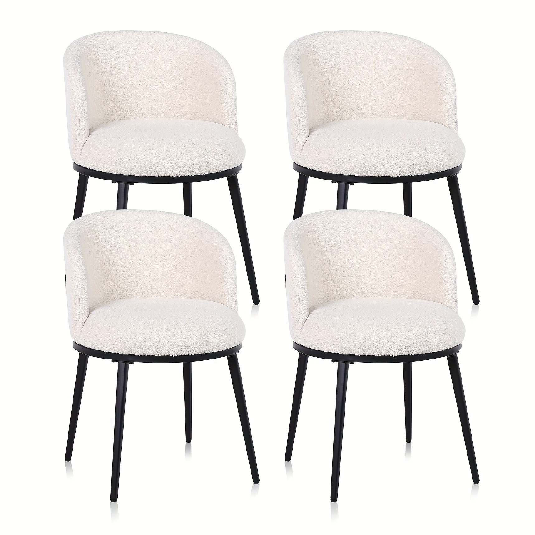 Image of Dining Chairs Set Of 2/4pcs, Upholstered Cashmere Dining Chairs With Backrest, Comfortable Living Room Furniture, Suitable For Kitchen, Dining Room, Cafe, Beige