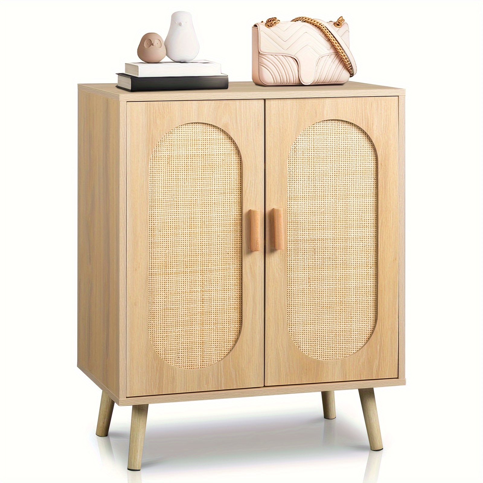 

Modern Rattan Shoe Storage Cabinet With And Adjustable Shelves