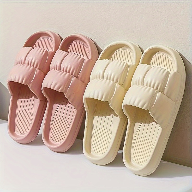 Women's Thick Sole Non-Slip EVA Slides, Casual Solid Color All-Season Slip-On Sandals for Beach and Indoor Use, Summer Sandals
