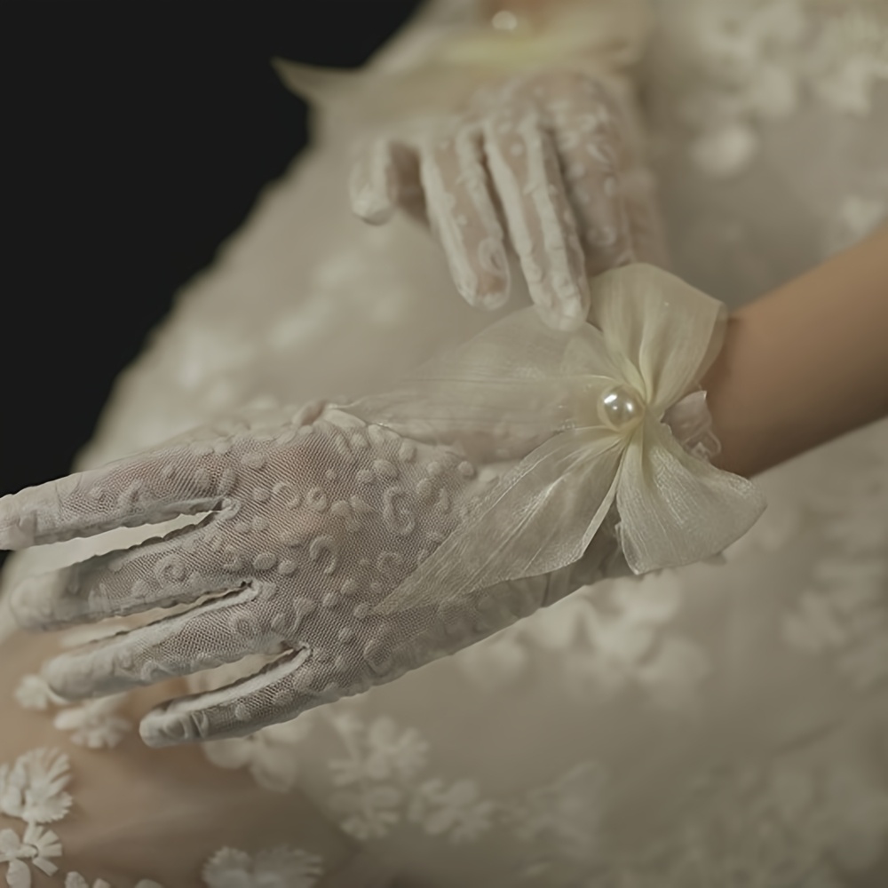 TEMU 1 Pair Of Women's Elegant Short Satin Gloves - High-quality Fabric Suitable For Parties, Dance Performances And Stage Costumes - Decorative