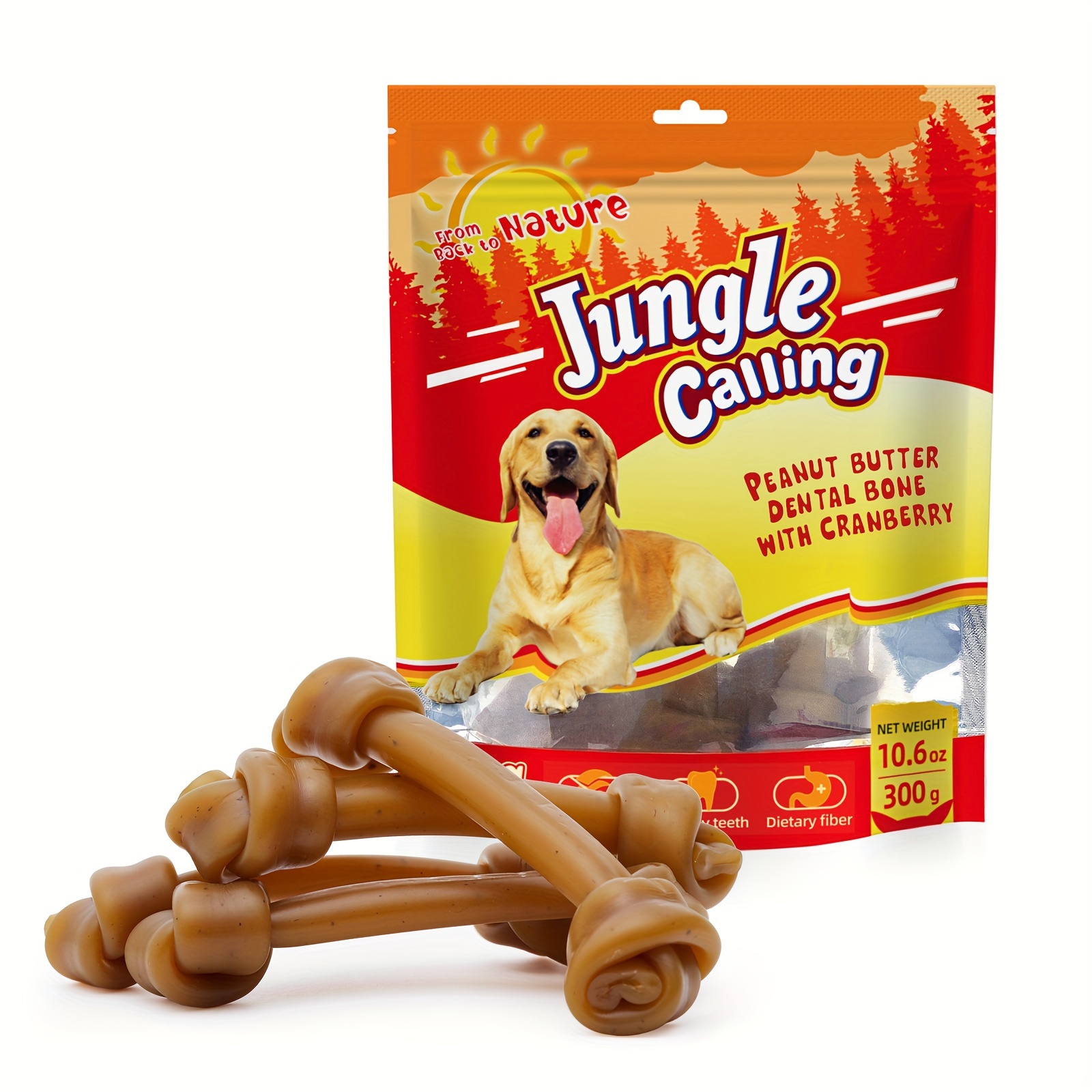 

Jungle Calling Rawhide Free Dog Treats, Peanut Butter , 6.5'' Dog Chews For Medium Dogs And Large Dogs (peanut Butter), 4 Count (pack Of 1)