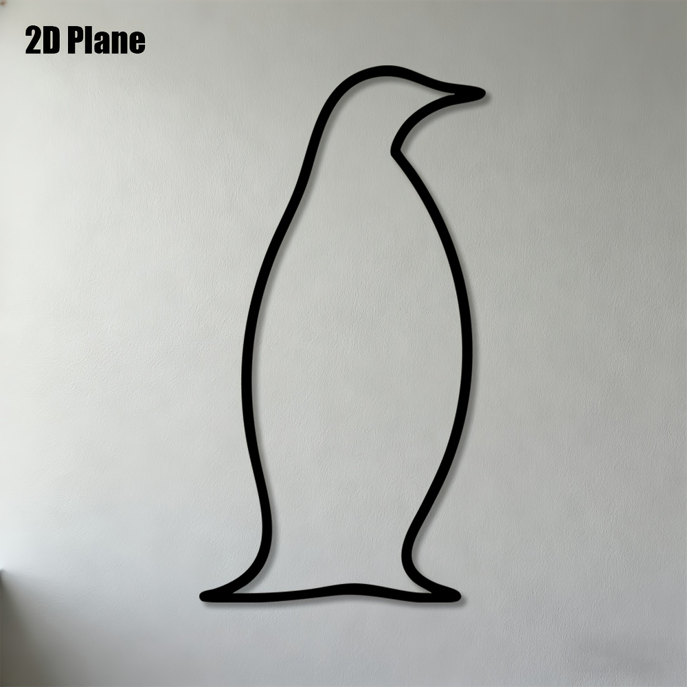 item picture 2d flat 1pc 2d flat wall sculptures penguin silhouette metal wall art   living room bedroom office nursery and hallway decoration 2d flat
