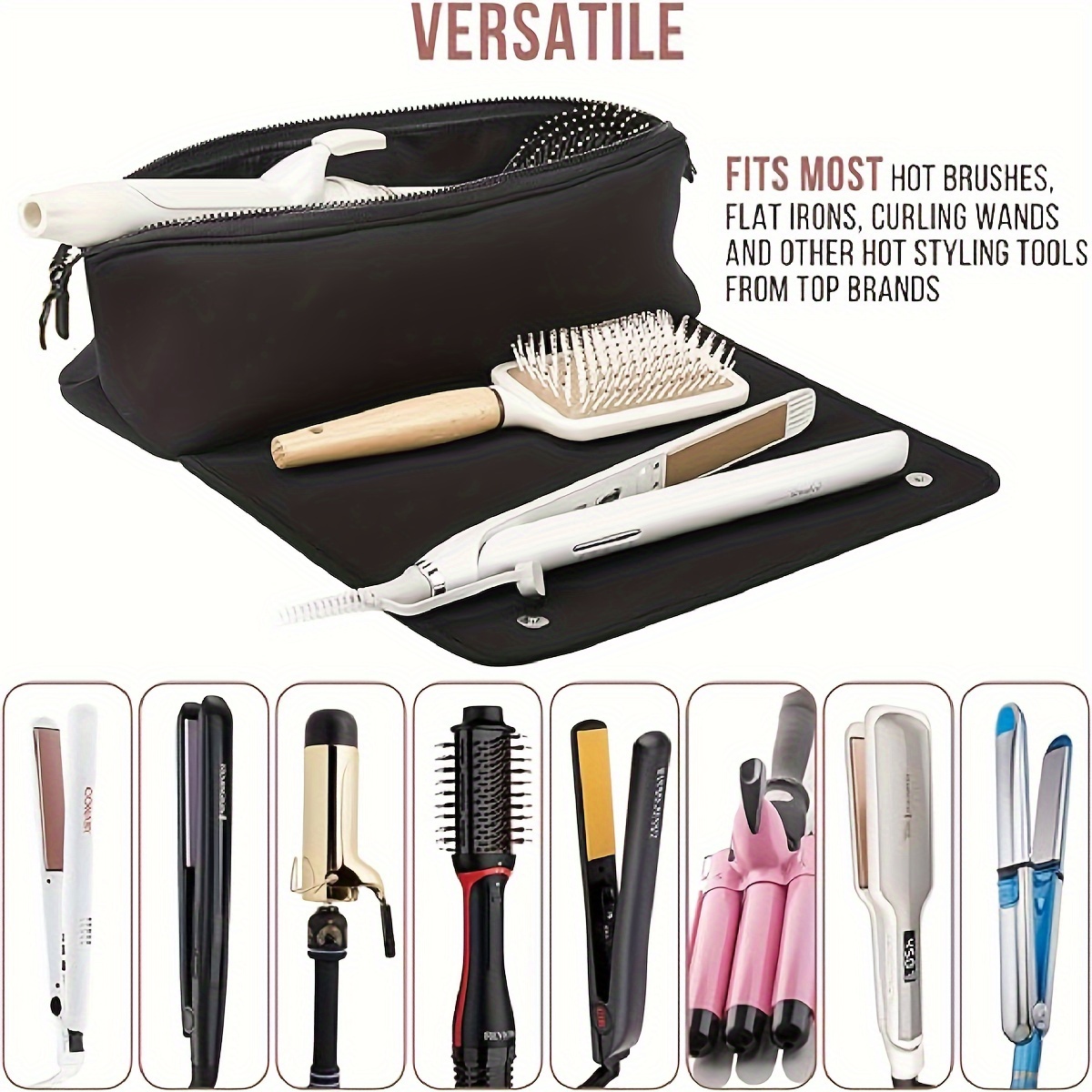 

Black Hairdressing Tool Travel Bag, Curling Iron Straightener Tool Storage Bag