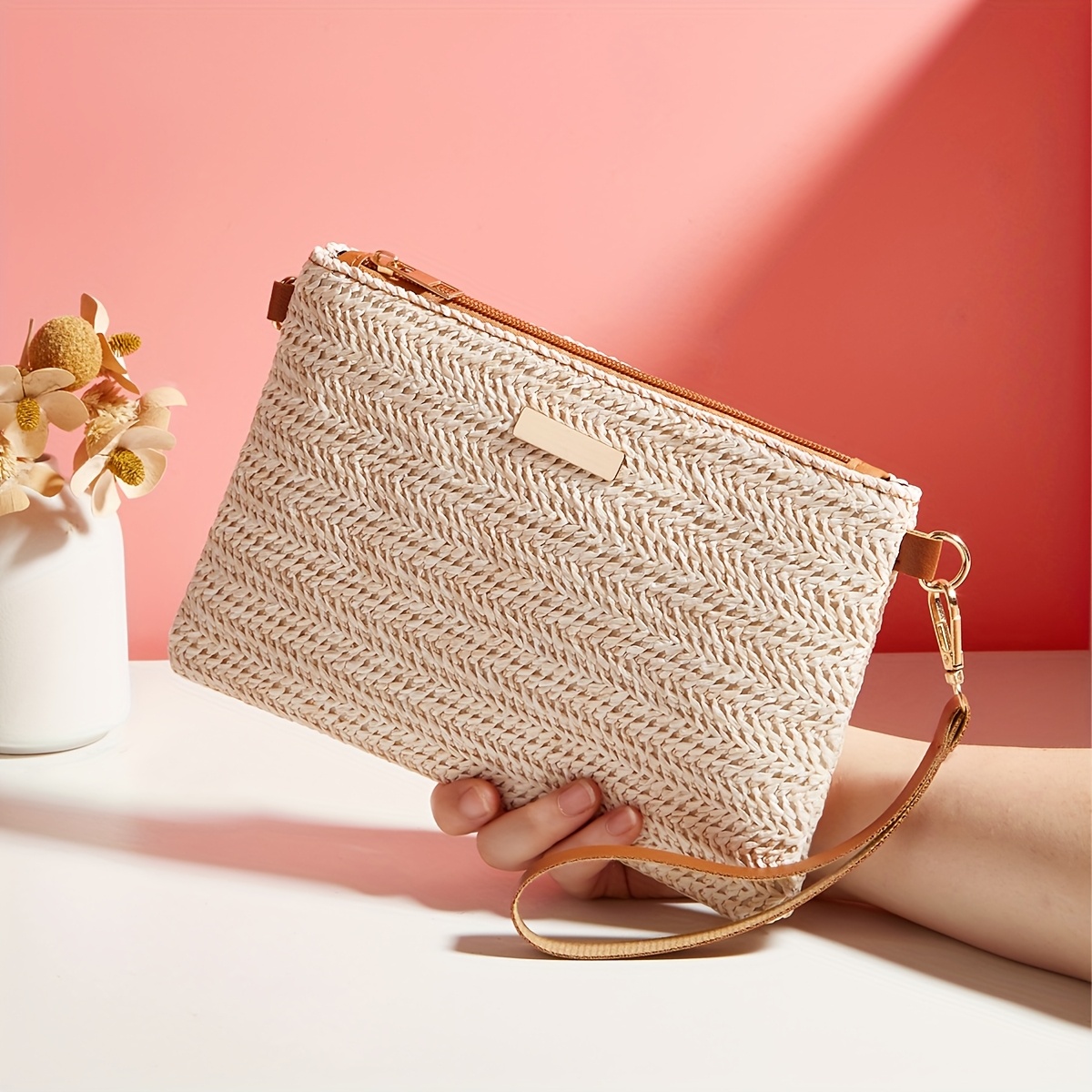 Image of New Women's Straw Clutch Bag, Versatile And Stylish Large-capacity Women's Wallet