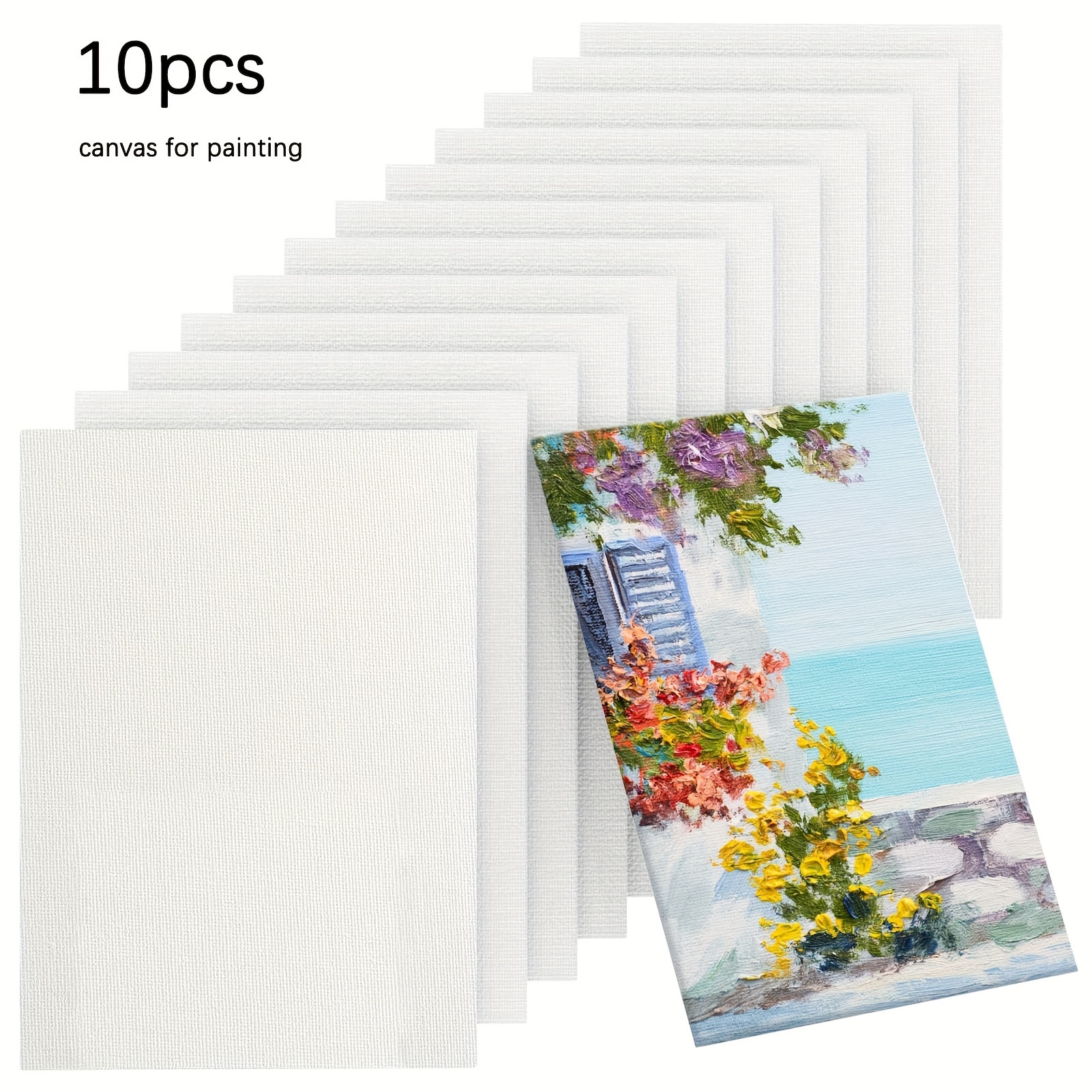 

Painting Canvas 5 "x7", Set Of 10 Canvas Panels, 100% Cotton Blank Flat Art Canvas, Used For Acrylic Oil Painting, Watercolor, Egg Color Painting, Pigment Painting