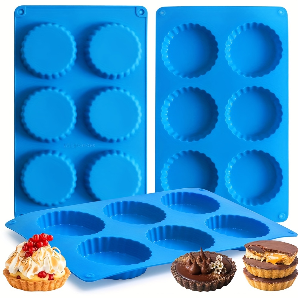 

1/3pcs 6-cavity Lace Round Plate Peanut Butter Cake Mold, Silicone Mini Tart Plate Suitable For Biting Size Fat Bomb, Brownie Chocolate Candy Cookie Baking Cake Mold
