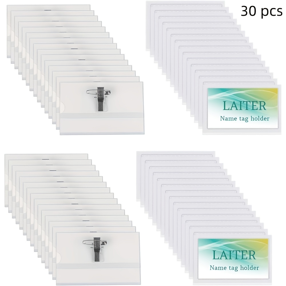 TEMU 2D 30er-Pack Namensschilder Set - Kunststoff, mit Clips und Stecknadeln, geeignet für Schule, Veranstaltungen, Kreuzfahrten und kleine