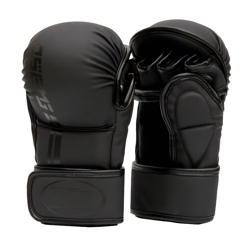 1 Pair Professional Half-finger Boxing Gloves Thickened Pu Lining Boxing Fitness Training Gloves Boxing Training Accessories