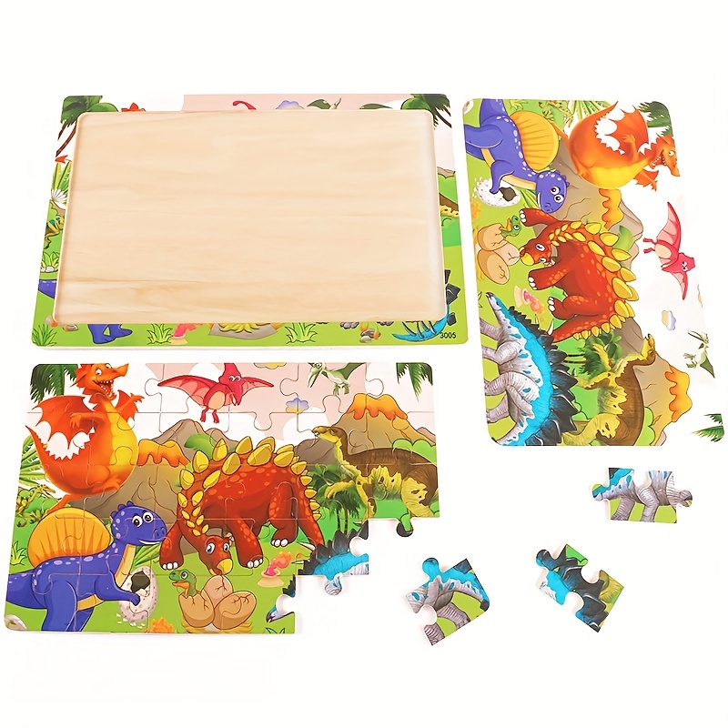 30pcs Wooden Puzzles for Kids - Animal, Dinosaur & Cartoon Themes with Fire Trucks, Police Cars & Construction Vehicles - Educational Toys for Hand-Eye Coordination, Problem-Solving & Cognitive Development - Vibrant Colors, Durable Wooden Flat Puzzles for Kindergarten & Early Learning Gifts, Kids Learning Games | Cartoon Vehicles | Safe for Kids, Puzzles for Toddlers
