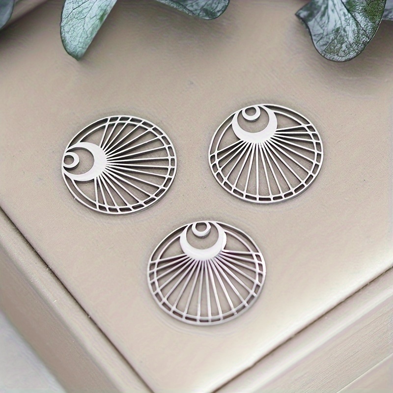 TEMU 3pcs Breloques en Acier Inoxydable pour la Création de Bijoux Collier Bracelet Pendentifs Ronds Ajouts Faits Main