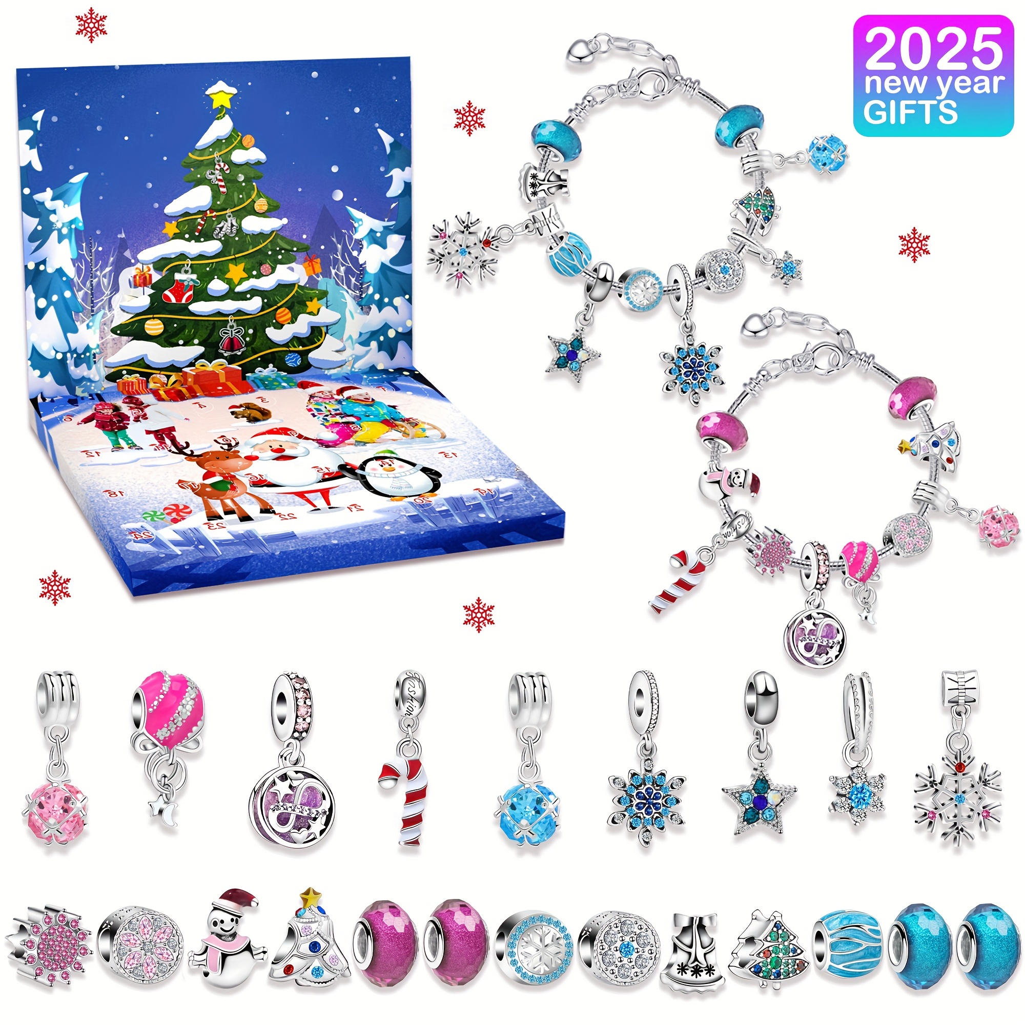 

24-day Christmas Calendar , & Beaded Bracelet Making Kit, Set, 2025 Christmas Calendar , Accessories, Irregular ,