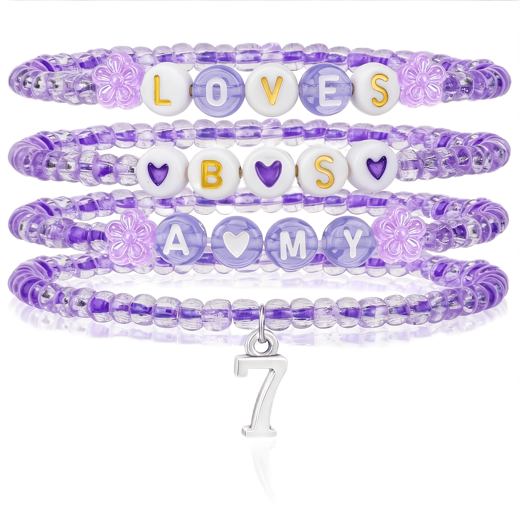 item picture four   bead bracelets with letter charms and a pendant featuring   7 the perfect   accessory for music festivals concerts   and   and     a delicate piece for casual attire