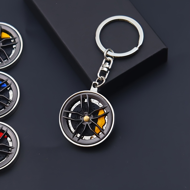 изображение предмета 1 шт. круглый металлический   тормоза, брелок из цинкового сплава с текстурированным вакуумным гальваническим спиннером