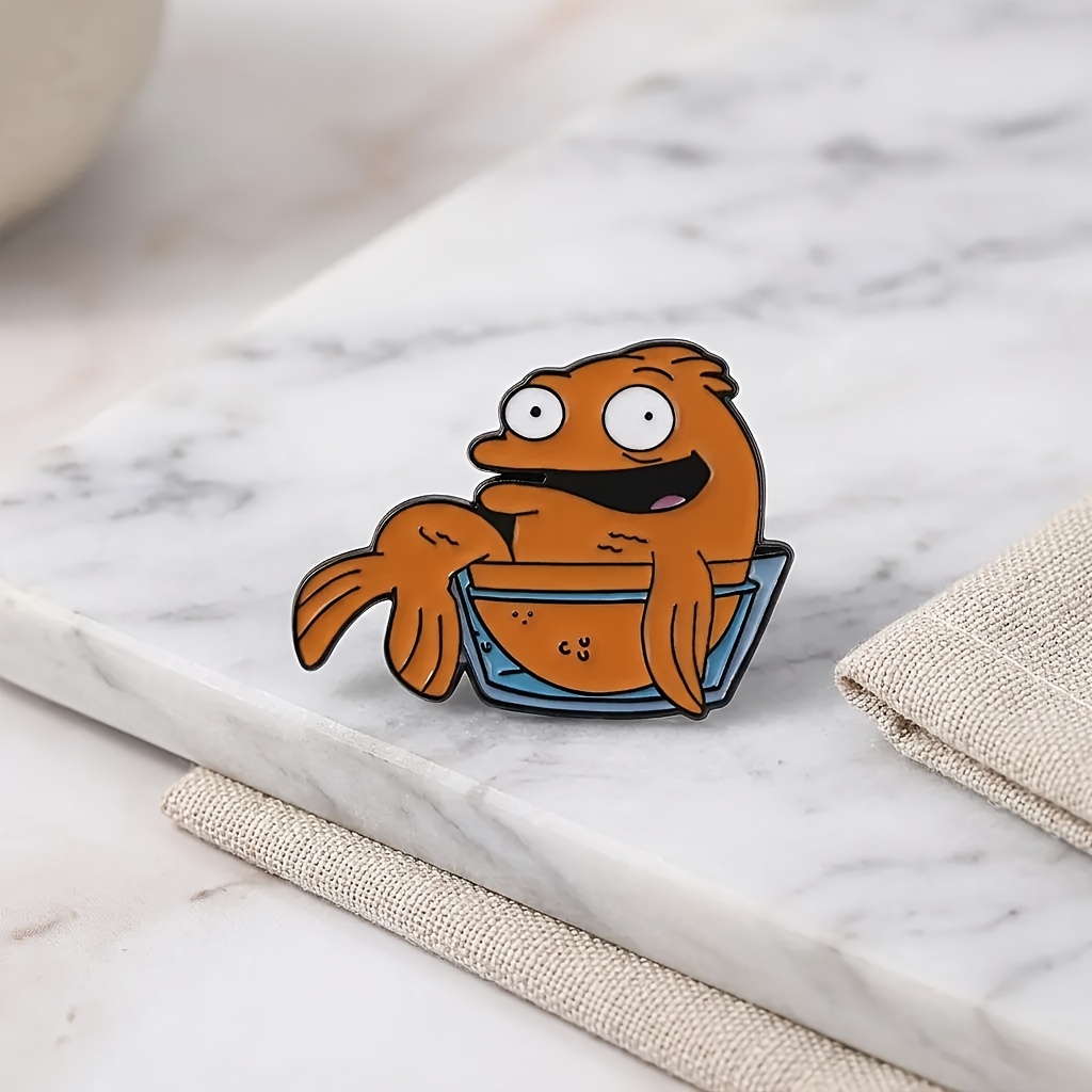 Women's Enamel Brooch - Cute Orange Fish In A Bowl Pin, Metallic , Perfect For Backpacks, Clothing, And Fashion Additions, Fish Jewelry