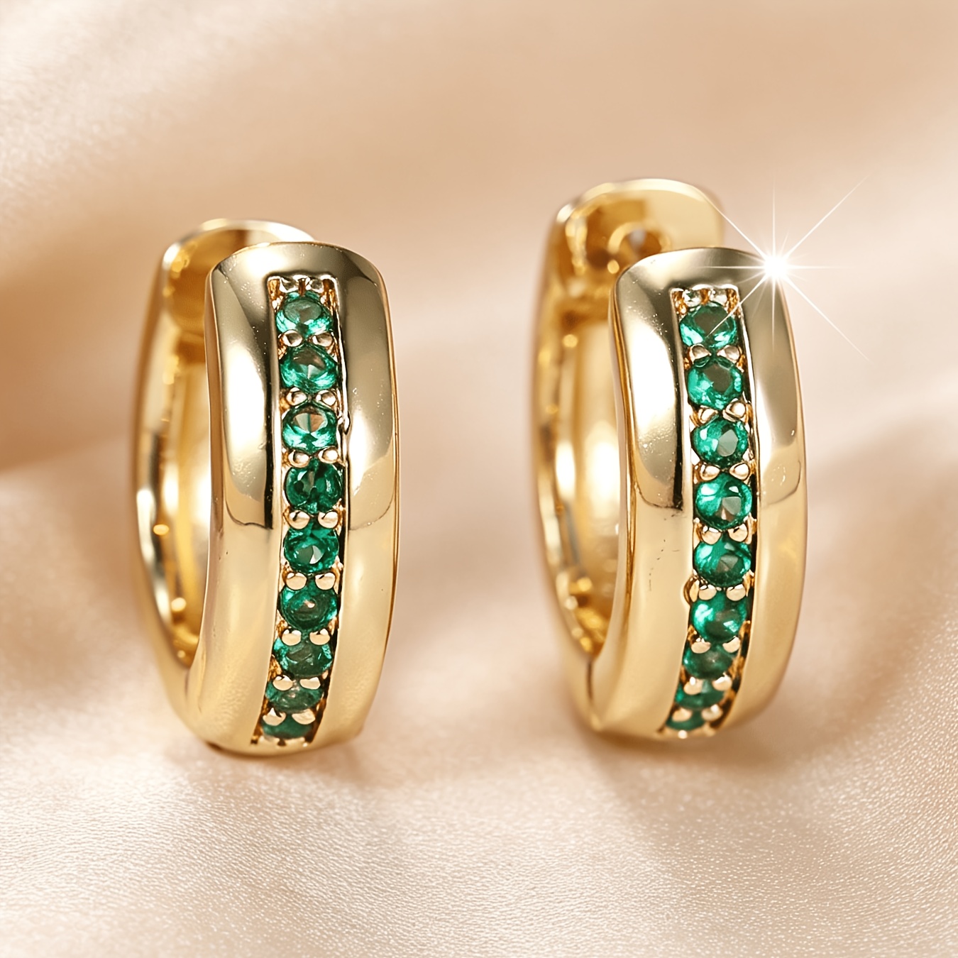 Women's Round Inlaid Oxidized Synthetic Zirconia Earrings, Elegant