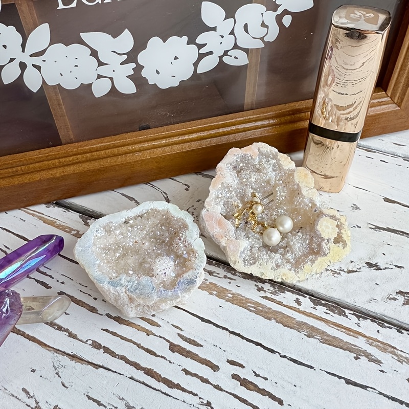 Image of 1pc Decorative Stones Natural Geode Cluster With Rainbow Clear Crystals , For Collection Home Decor Pretty Gift For Housewarming Anniversary Wedding Birthday Christmas