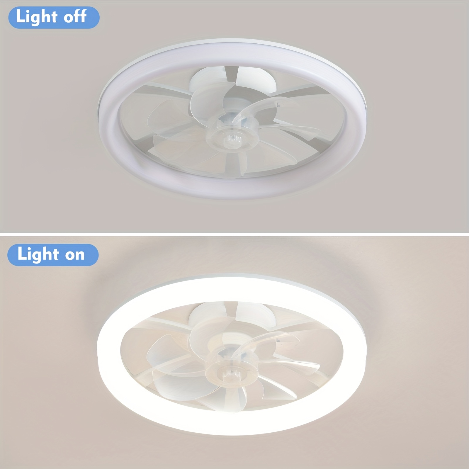 1pc ceiling fans with lights 44 5 51inch led fan light kit flush mount ceiling fan with remote white low profile ceiling fan with 6 wind smart dimmable for suitable for living room bedroom attic kitchen laundry room dining room details 3